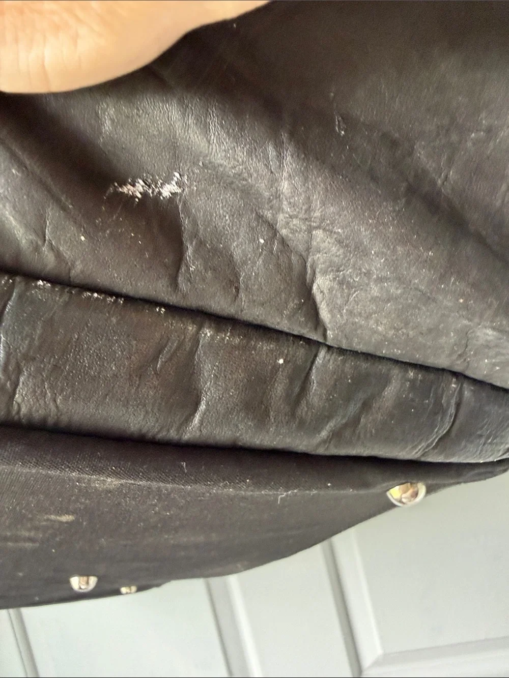 Black Leather Duffel Bag - Unbranded